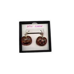 Betsey Johnson Halloween Pumpkin Drop Earrings